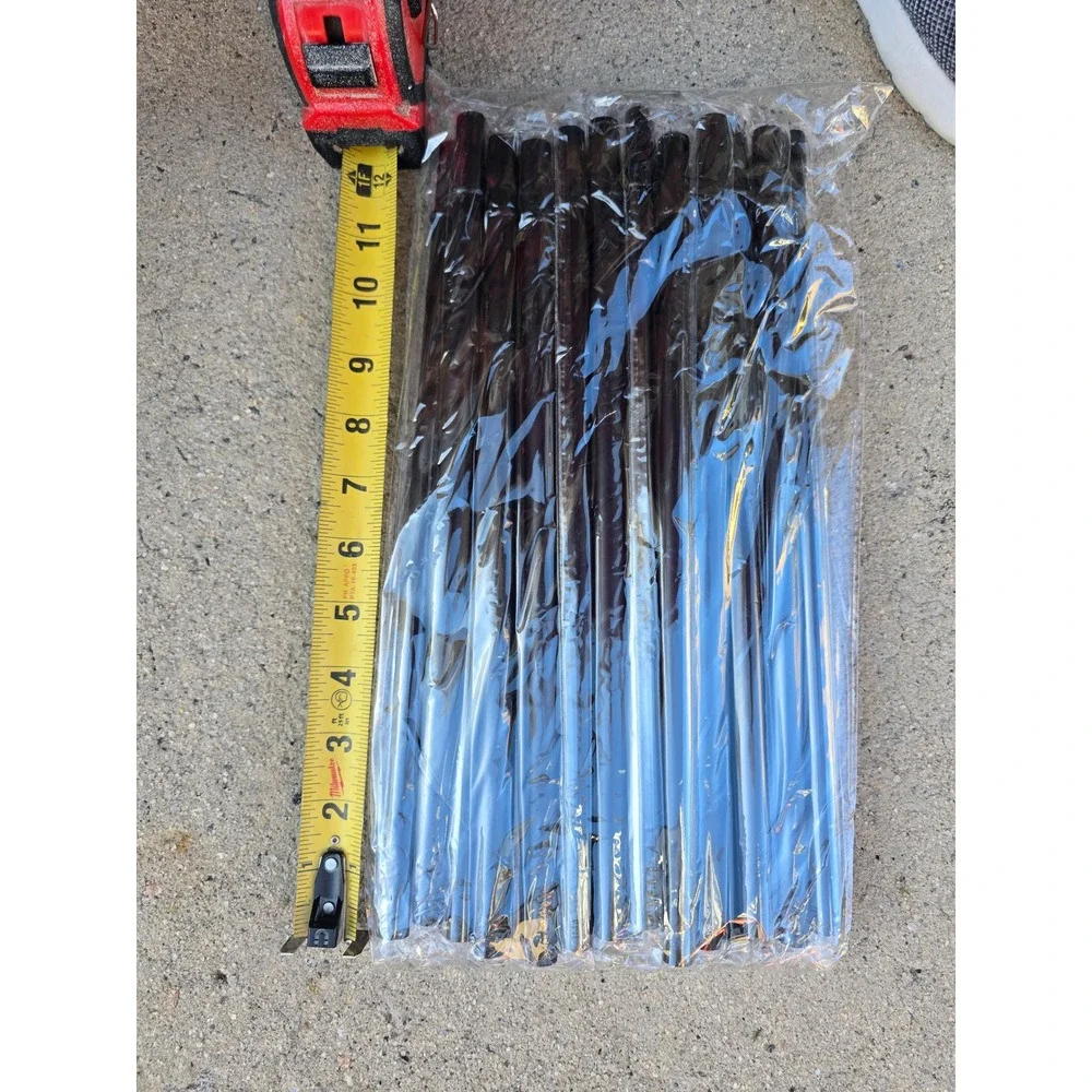 Bulk Pack 20 Count Black Plastic Reusable Straws 12 Inch Straight Tumbler Straws